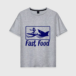 Женская футболка оверсайз Shark fast food