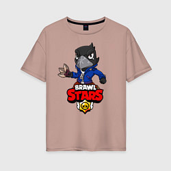 Футболка оверсайз женская BRAWL STARS CROW, цвет: пыльно-розовый