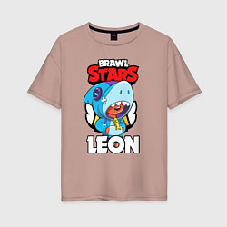 Женская футболка оверсайз BRAWL STARS LEON SHARK