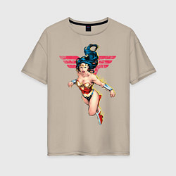 Футболка оверсайз женская Wonder Woman, цвет: миндальный