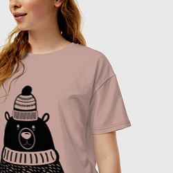 Футболка оверсайз женская Медведь обнимака, цвет: пыльно-розовый — фото 2