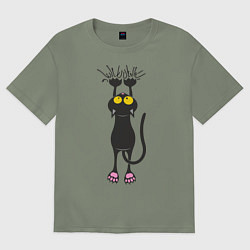 Женская футболка оверсайз Висящий кот