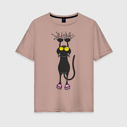 Женская футболка оверсайз Висящий кот