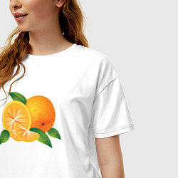 Футболка оверсайз женская Апельсины, цвет: белый — фото 2
