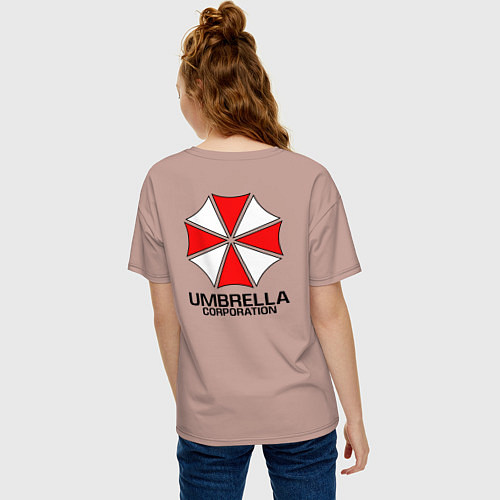 Женская футболка оверсайз UMBRELLA CORP / Пыльно-розовый – фото 4