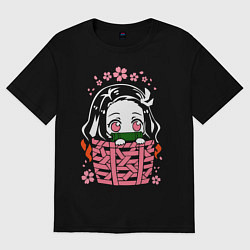 Футболка оверсайз женская Nezuko Kamado, цвет: черный