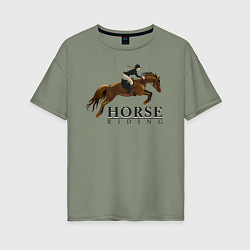 Футболка оверсайз женская HORSE RIDING, цвет: авокадо