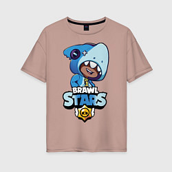 Футболка оверсайз женская Brawl Stars LEON SHARK, цвет: пыльно-розовый