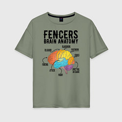 Женская футболка оверсайз Fences Brain Anatomy