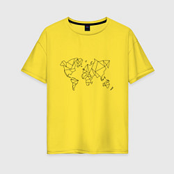 Футболка оверсайз женская Карта мира-минимализм, цвет: желтый