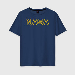 Футболка оверсайз женская NASA Vision Mission and Core Values на спине, цвет: тёмно-синий