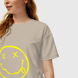 Футболка оверсайз женская NIRVANA на спине, цвет: миндальный — фото 2