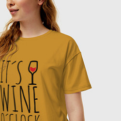 Футболка оверсайз женская Wine O'clock, цвет: горчичный — фото 2