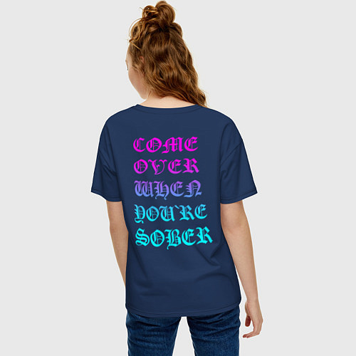 Женская футболка оверсайз LIL PEEP НА СПИНЕ / Тёмно-синий – фото 4