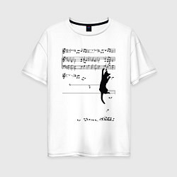 Женская футболка оверсайз Music cat