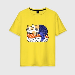 Женская футболка оверсайз Sushi Cat
