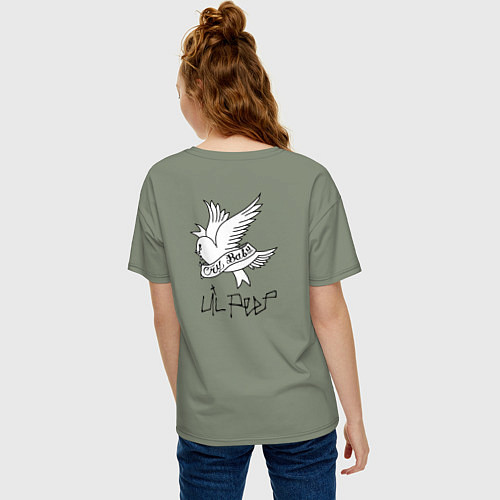 Женская футболка оверсайз LIL PEEP НА СПИНЕ / Авокадо – фото 4