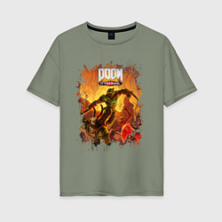 Футболка оверсайз женская DOOM, цвет: авокадо