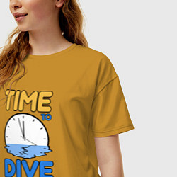 Футболка оверсайз женская Time to dive, цвет: горчичный — фото 2