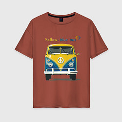 Женская футболка оверсайз Я люблю вас Yellow-blue bus