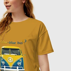 Футболка оверсайз женская Я люблю вас Yellow-blue bus, цвет: горчичный — фото 2