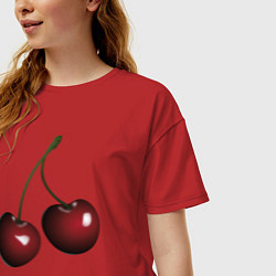 Футболка оверсайз женская Вишня, цвет: красный — фото 2