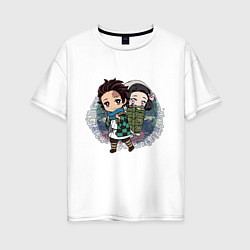 Женская футболка оверсайз Танджиро и Незуко Камадо