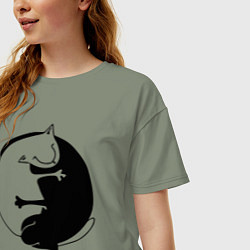 Футболка оверсайз женская Инь-Янь Коты, цвет: авокадо — фото 2