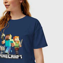 Футболка оверсайз женская MINECRAFT, цвет: тёмно-синий — фото 2