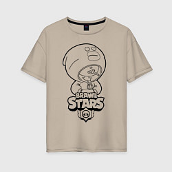 Женская футболка оверсайз Brawl Stars LEON раскраска