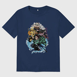 Футболка оверсайз женская KIMETSU NO YAIBA, цвет: тёмно-синий