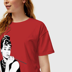 Футболка оверсайз женская Одри Хепбернхлопок, цвет: красный — фото 2