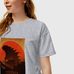 Футболка оверсайз женская Godzilla and red sun, цвет: меланж — фото 2