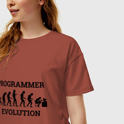 Футболка оверсайз женская Эволюция программиста, цвет: кирпичный — фото 2