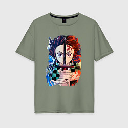 Женская футболка оверсайз KIMETSU NO YAIBA