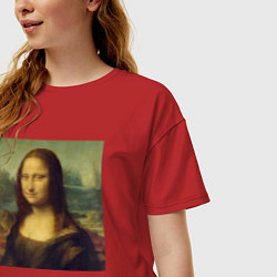 Футболка оверсайз женская Mona Lisa pixels, цвет: красный — фото 2