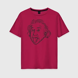 Футболка оверсайз женская Альберт Эйнштейн, цвет: маджента
