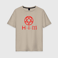 Женская футболка оверсайз HIM LOGO RED