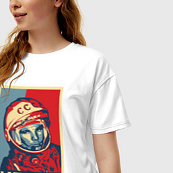 Футболка оверсайз женская ЮРИЙ ГАГАРИН, цвет: белый — фото 2