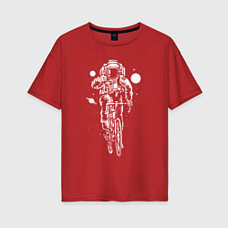 Женская футболка оверсайз Космонавт на велосипеде
