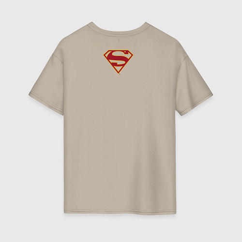 Женская футболка оверсайз Supergirl - CatCo / Миндальный – фото 2