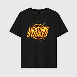 Футболка оверсайз женская Lightning Strikes, цвет: черный