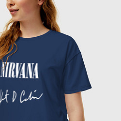 Футболка оверсайз женская NIRVANA АВТОГРАФ КУРТА КОБЕЙНА, цвет: тёмно-синий — фото 2