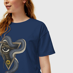 Футболка оверсайз женская Иллюминаты, цвет: тёмно-синий — фото 2