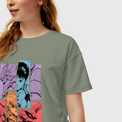 Футболка оверсайз женская Аска и Синдзи, Евангелион, цвет: авокадо — фото 2