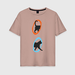 Женская футболка оверсайз Portal Cat