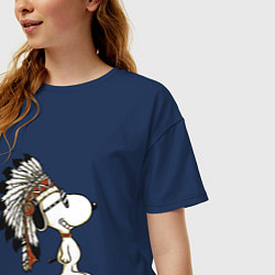 Футболка оверсайз женская Snoopy, цвет: тёмно-синий — фото 2