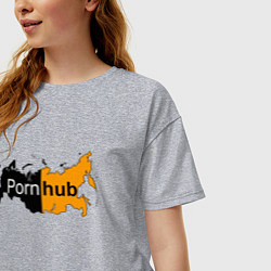 Футболка оверсайз женская Logo PornHub, цвет: меланж — фото 2