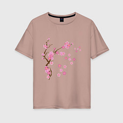 Женская футболка оверсайз Розовая сакура