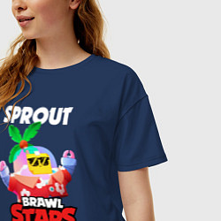 Футболка оверсайз женская BRAWL STARS TROPICAL SPROUT, цвет: тёмно-синий — фото 2